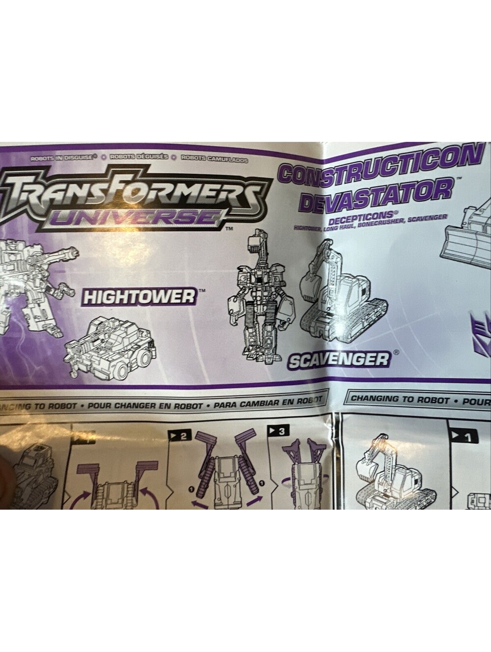 2004 HASBRO TRANSFORMERS UNIVERSE CONSTRUCTICON DEVASTATOR INSTRUCTIONS Freeship